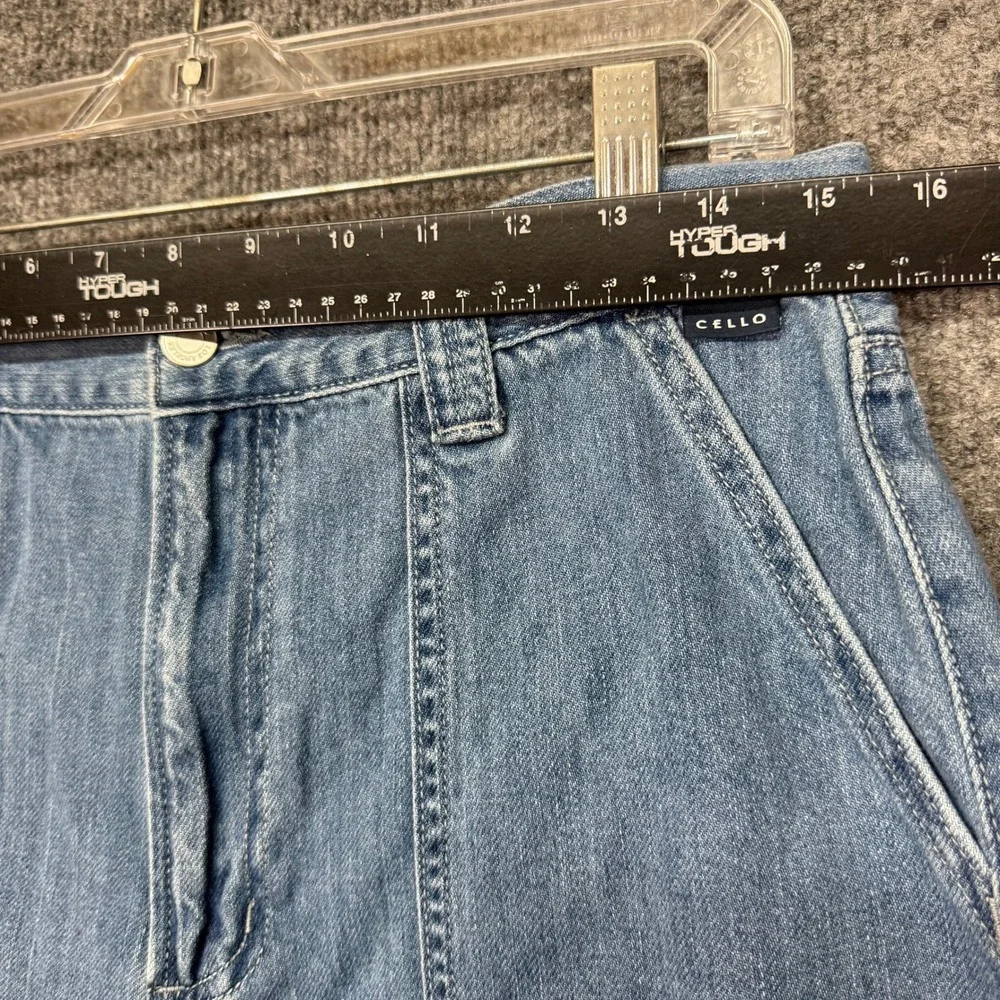 Cello Cargo Wide Leg Jeans Womens 13 Light Wash High Rise Carpenter Denim 31x31